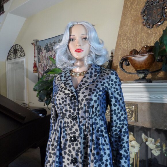 New Moschino CheapandChic Gold/Black Print 100% Silk Front Button Coat Size 4 - Picture 5 of 16